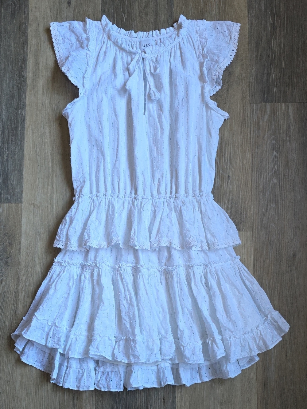 Misa Los Angeles White Ruffle Tiered Mini Dress